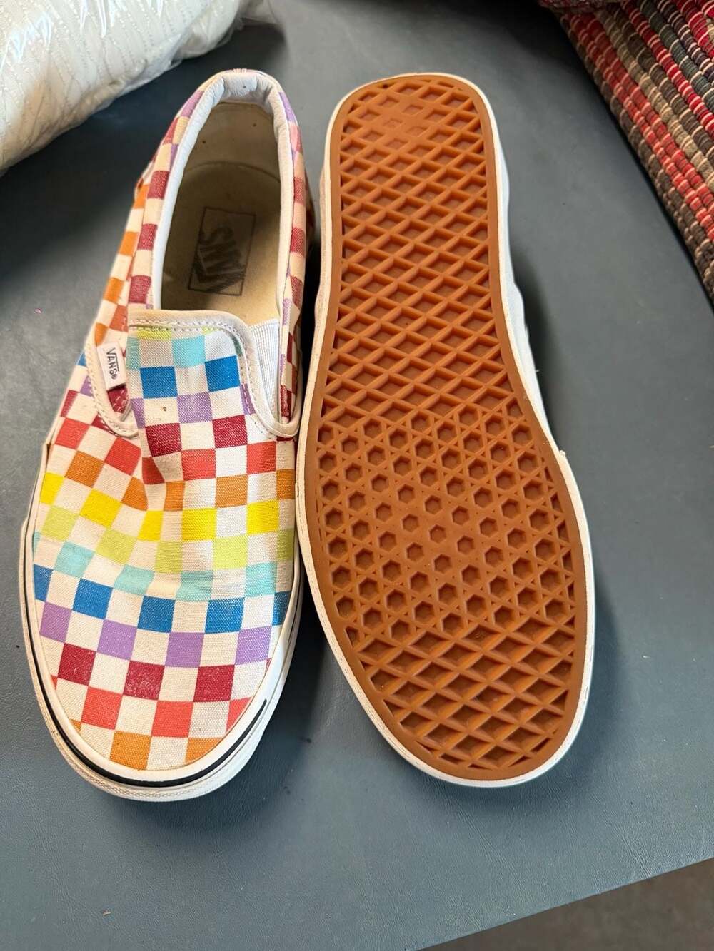 Vans Classic Slip On Men Shoes Checkerboard Multi-True Mens VN0A38F7 VLV SZ 8.5